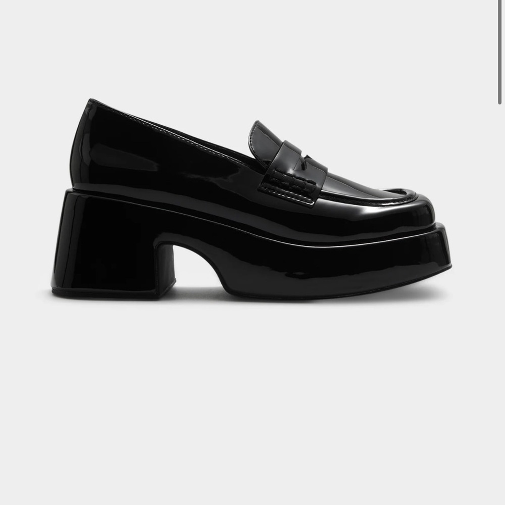 Black Chunky retro 90’s 00’s patent leather loafers Therapy Ella May Ding sz 7 - Picture 10 of 10